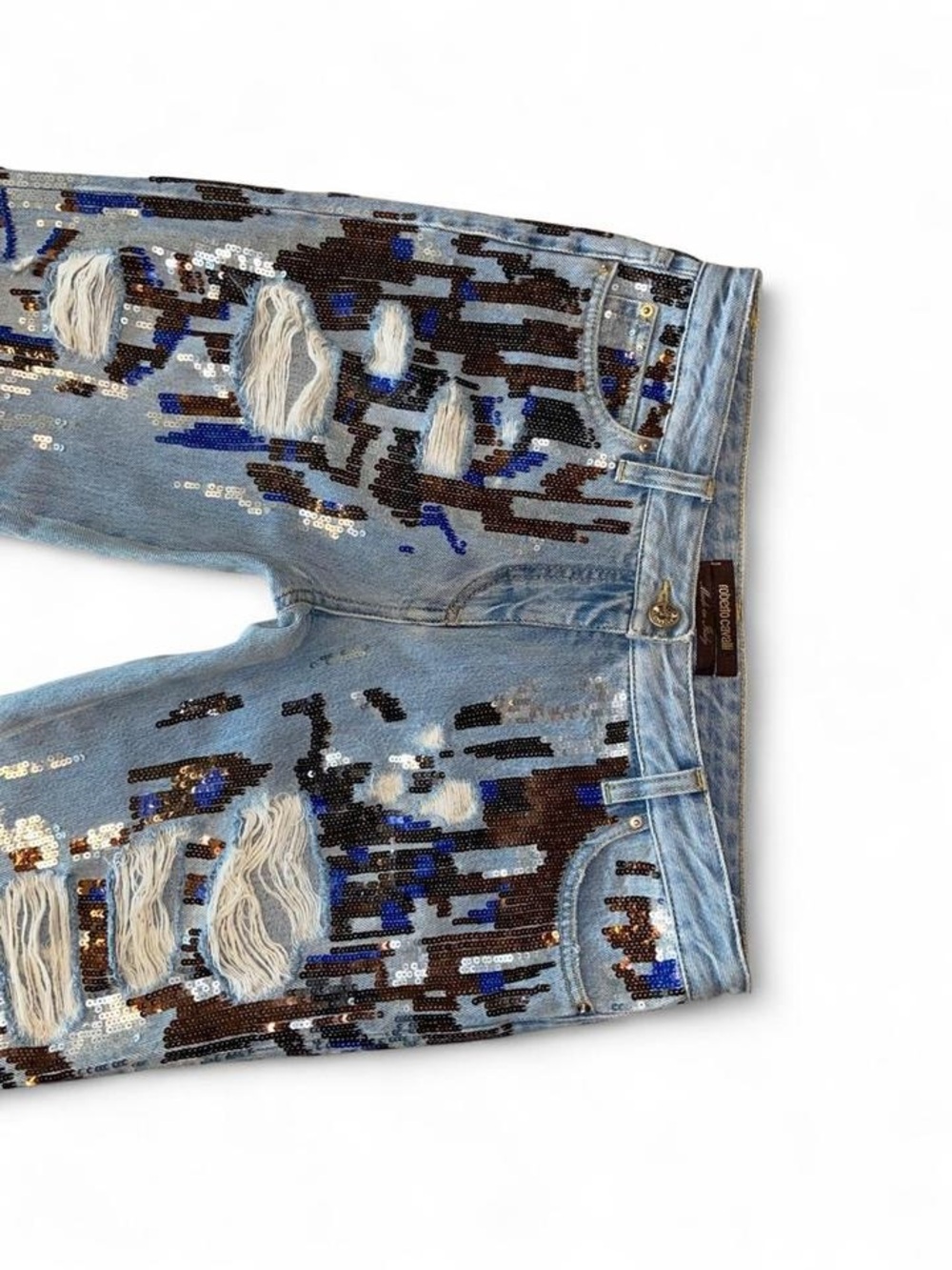Roberto Cavalli Vintage Distressed Sequin Jeans